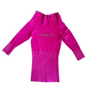 Y2K Bebe Small Pink Fuzzy Sweater